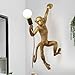 Ncescmal Retro Monkey Wall Lighting Resin Hemp Rope Monkey Wall Lamp 110V (12.6inchx12.6inchx26.7inch)