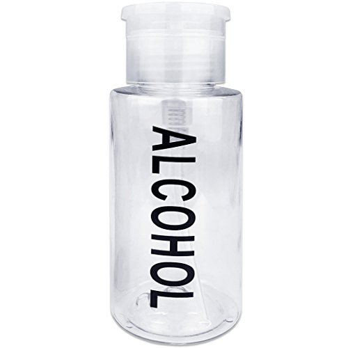 Pana Push Down Alcohol Pump Dispenser- Clear Bottle- Labeled - 7 Oz Empty Bottle (Quantity: 2 Bottles)