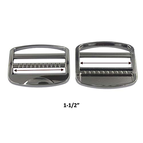 Dgol 1-1/2 Inch Heavy Duty Metal Zinc Alloy Ladder Lock Slider Adjuster Webbing Release Buckles 6Pcs (Gunmetal) #TOP3