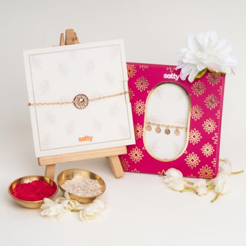 Image of Salty Rakhi for Brother & Bhaiya Bhabhi | Wrist Band Gift Pack for Sister, Bro, Bhaiya and Bhabhi | Bracelet for Men, Women | Fancy Jewellery Combo Gifts | Gift for Rakshabandhan | Traditional Rakhi Gift