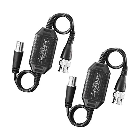 AOLANS 2PCS CCTV BNC Male to Female Coaxial Video Ground Loop Isolator Balun for Camera (Black) Cover