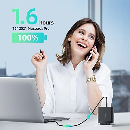 Rocoren 140W USB C Charger, PD3.1 GaN Tech Laptop Charger Plug, 3 Ports Fast Charge Simultaneously Compatible with MacBook Pro 16, iPad Pro, Samsung Galaxy, Dell, iPhone, Huawei, Pixel, Steam Deck