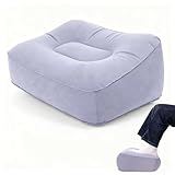 Inflatable Foot Rest for Airplane Travel & Office, Portable Leg Rest Pillow, Elevating Feet for Economy Flight, Home Desk, Car Use - Grey