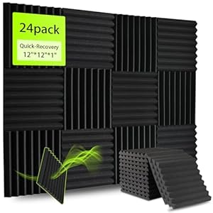 24 Pack Sound Proof Foam Panels for Walls 12x12x1 Inches, Wedges Acoustic Panels Sound Absorbing, Acoustic Foam Panels for Recording Studio, Home, Office