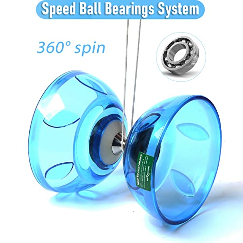 bodyrhythm five bearings chinese diabolo yoyo set with fiberglass sticks adjustable strings for all ages - best for fitness and tricks blue