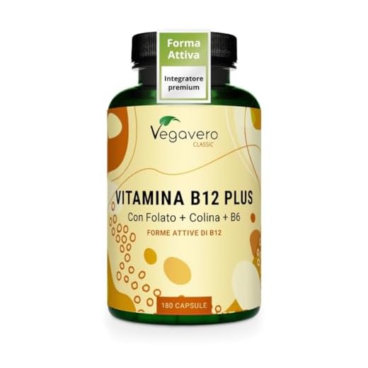 Vitamina B12 Vegan 1000 mcg | con Acido Folico, Vitamina B6 e Colina | Metilcobalamina + Adenosilcobalamina (Forme Attive) | SENZA ADDITIVI | 180 capsule | Vegavero®