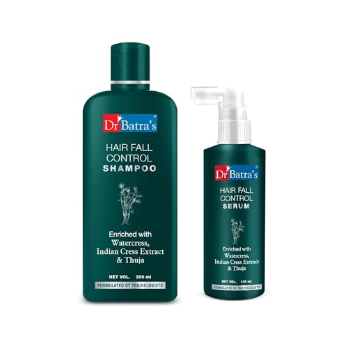 Image of Dr Batra's Hair Fall Serum - 125ml & Hair Fall Shampoo - 200 ml, Enriched with Thuja, Balanced scalp (Pack fo 2)