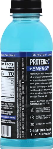 Image of Protein2o 15g Whey Protein Isolate Hydration Drink Plus Energy & Focus,350mg Electrolytes,125mg Caffeine,Sugar Free,Blue Raspberry,16.9 oz Bottle,(Pack of 24)