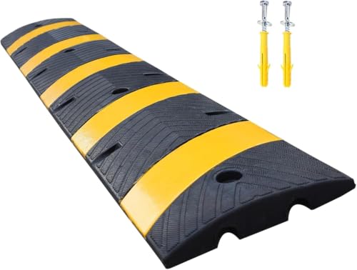 Rampa De Goma Resistente De 1,8 M (6 Pies) para Control De Velocidad, Protector De Cables De 182 X 30 X 5 Cm (72 X 12 X 2 Pulgadas) para Entradas De Vehículos, Estacionamientos, Garajes Y
