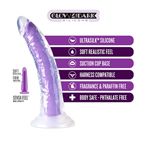 Blush-Sex-Toys-Neo-Elite-Glow-in-The-Dark-Silicone-Anal-Dildo-75-Inch-Dual-Density-Lifelike-Penis-with-Suction-Cup-for-Beginners-G-Spot-Vaginal-Play-Adult-Toy-for-Women-Couples-Neon-Purple