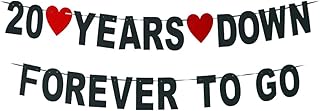 20 Years Down Forever To Go banner-cheers to 20 Years Anniversary Sign, Happy 20th Wedding Anniversary Party Decoration/20th Friendship Supplies