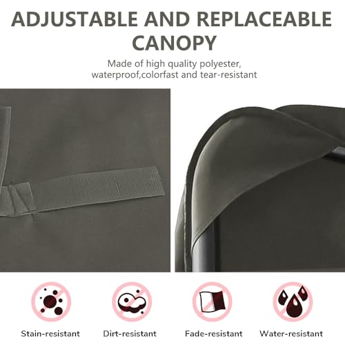 Timoau Porch Swing Canopy, Replacement Waterproof Swing Top Cover, 3 Seater Garden Swing Seat Canopy Cover，Durable Outdoor Sun Shade Patio Swing Canopy Awning Grey - Thumbnail 4