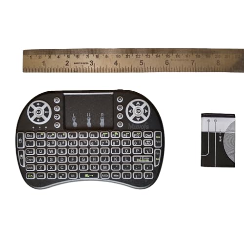 Image of MFS1670 Mini Wireless Keyboard with Touchpad, 2.4G & Bluetooth Backlit Portable Keyboard with Rechargeable Battery, Multi-Color LED, Multimedia Remote Control, Black MFSBTKB