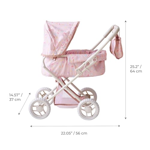 Teamson Kids Puppenwagen 2-in-1 Klassiker in Beige mit Zubehör, wandelbarer Puppenbuggy für fantasievolle Rollenspiele drinnen – Bild 5