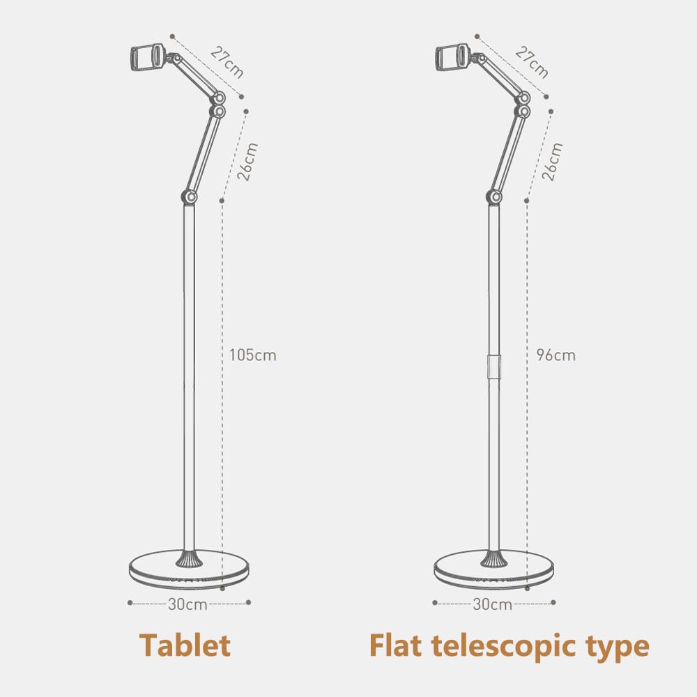 Soporte de Suelo para Tableta: Soporte Universal para Tableta con Base Resistente para teléfonos y tabletas de 4 a 13 Pulgadas con Altura Ajustable y rotación de 360 ​​Grados.