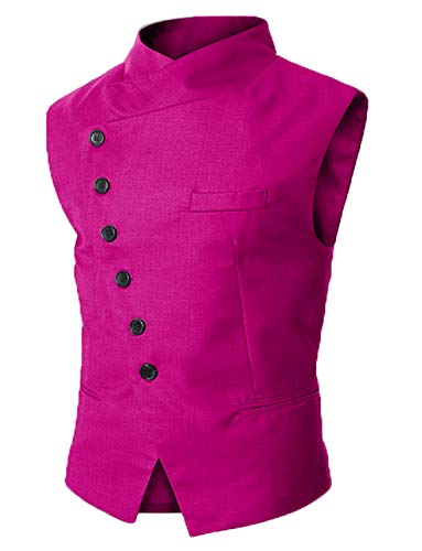 Everbeauty Stand Collar Vest Men Waistcoat Vest Casual Dress Vests For Wedding Party3
