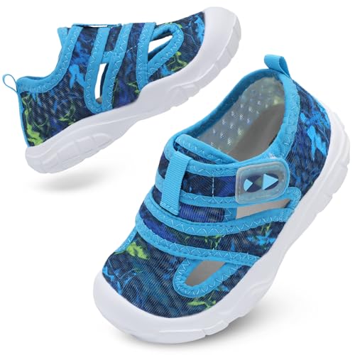 Centipede Demon Toddler Water Shoes for Boys Girls Qucik Dry Kids Beach Sandals Breathable Swim Pool Aqua Shoes Lightweight Barefoot Summer Sneakers for Outdoor Water Sports, Navy Shark, 6 Toddler