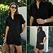 Zeagoo Linen Button Up Shirts for Women Short Sleeve Blouses Women Basic Cotton Tops for Women 2024 Fashion Black