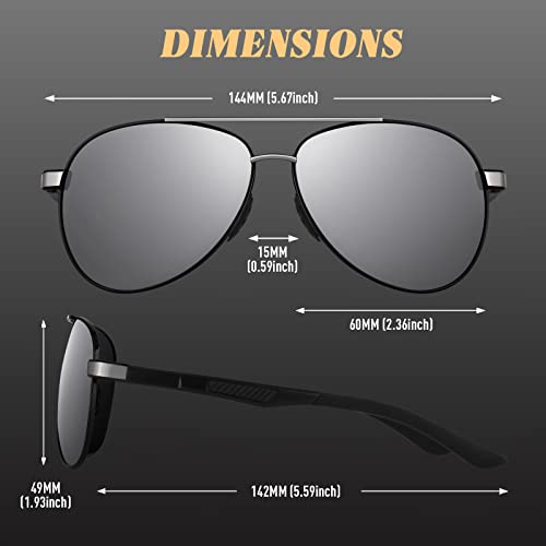 Image of CGID GA61 Premium Al-Mg Alloy Pilot Polarized Sunglasses UV400, Full Mirrored Spring Hinges Sun Glasses for Men Women Shades
