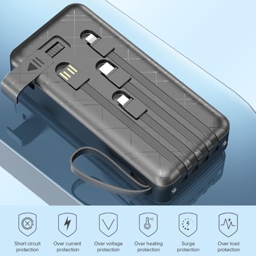 Image of ONE 7 Multifunction Power Bank 21000mAh | Built-in Cables (Type-C, Micro USB, iOS) | 17W Fast Charging | LED Battery Display & Torch | Mobile Holder Stand | 6-in-1 Portable Charger (ON PB-34)