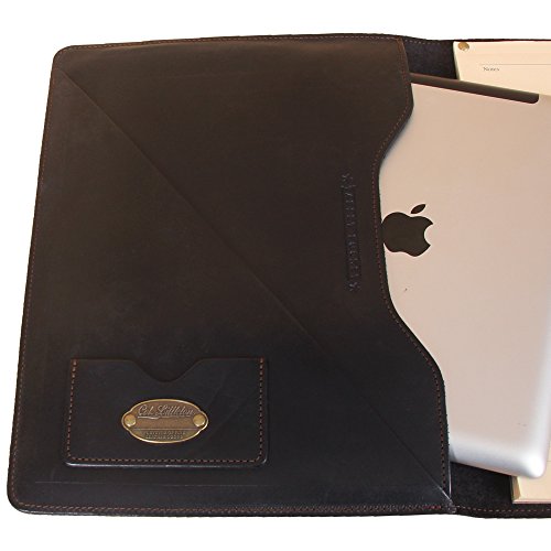 Black With Brown Trim Leather Tablet Portfolio Case No. 18 - Usa Made, Fits Ipad® | Col. Littleton #TOP1