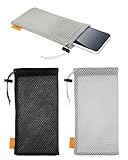 JEXOWIQ 2Pcs Bolsillo para teléfono móvil, Bolsa de Malla de Nailon con Cordón, transpirable, bolsa para movil,Bolsa con Goma elástica, Pouch para Cualquier Smartphone/teléfono móvil,Gris/Negro