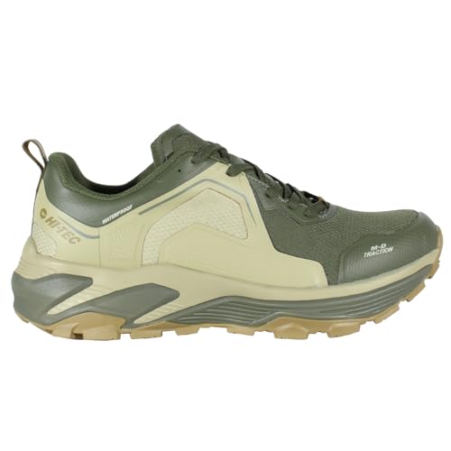 HI TEC   Zapatillas Trekking Hombre Pace WP | Zapatillas Montaña Hombre, Senderismo | Pies Secos con Membrana Impermeable, Tracción Óptima, Cómodas | Olive Night/Olive Gray/Tapenade, 43
