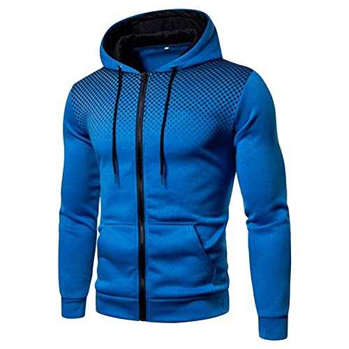 Maiyifu-GJ Men's Full Zip Cardigan Hoodies Long Sleeve Fleece Sports Hoodie Lightweight Hooded Sweatshirts with Pockets (Blue,Medium)