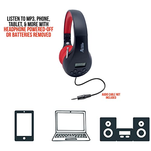 Things Audio Portable Personal Fm Radio Headphones Pull-Out Antenna For Great Reception, Walking, Jogging, Relaxing, School, Talk Radio - Powered By 2Aa Batteries (Not Included) (Red & Black) #TOP5