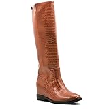  Angkorly - Chaussures Mode Bottes Tendance BCBG Glamour Femme Fermeture Zip Effet Peau de Serpent Python Peau de Croco Talon Compensé Plateforme 8 CM - Camel - HQ242 T 40