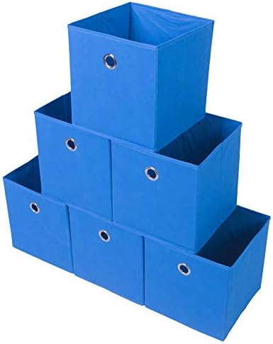Amelitory Storage Bins Foldable Cube Organizer Fabric Drawer Set of 6 Light Blue