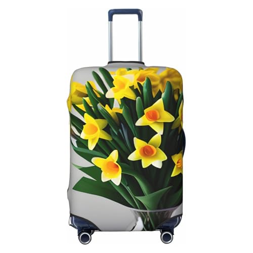 Housse de valise jonquilles XL Noir, la protection fleurie chic pour vos voyages lointains