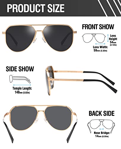 DUCO Mens Sunglasses Retro Oversized Metal Frame Vintage Polarized Sunglasses for Women Fashion Shades UV Protection DC30393