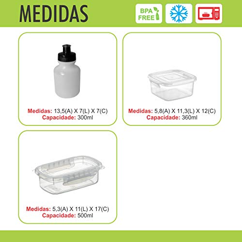Lancheira Térmica Infantil Menino Escolar com Potes e Squeeze Azul CK Presentes