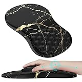iLeadon Ergonomic Mouse Pad Wrist Support with Massage Design, Wrist Rest Pain Relief Mousepad with Memory Foam&Non-Slip PU Base, Mouse Pads for Office Desk Accessories, Black Gold Marble