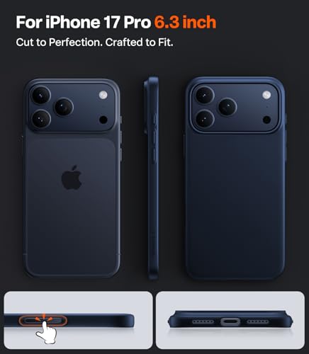 Image of TORRAS Magnetic Slim Fit for iPhone 17 Pro Case Thin, Deep Blue