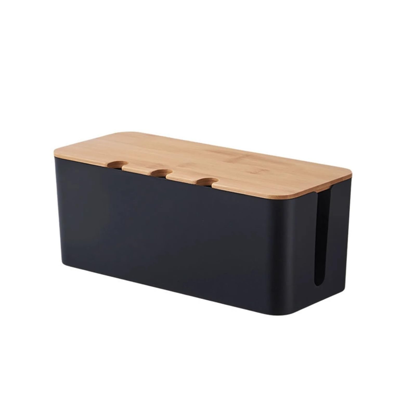HIZON Caja de gestión de Cables: Organizador de Cables Estilo Madera for Cables de TV y computadora(U,M 32x13.5x13cm)