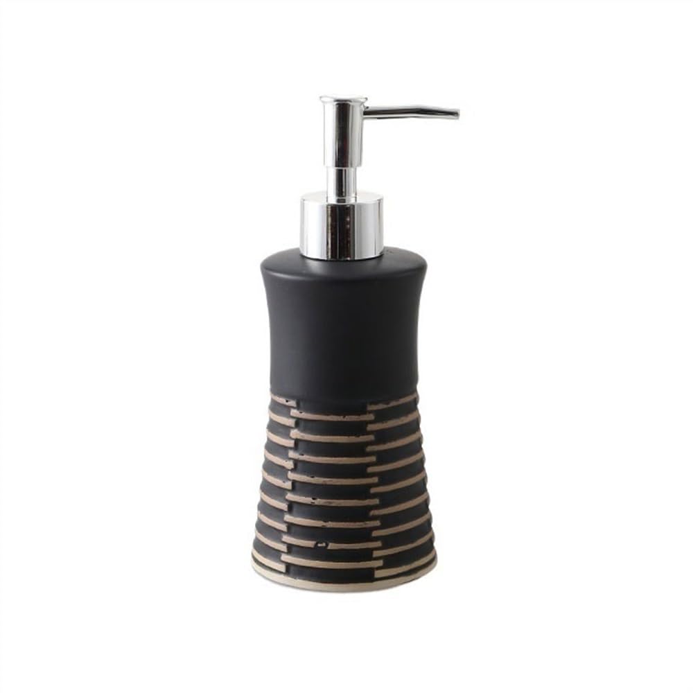 Soap Dispenser Ceramic Push Lotion Bottle 280ML Hotel Bathroom Soap Dispenser Household(Black)