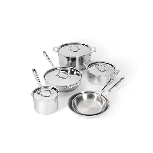 All-Clad 401877R Stainless Steel 3-Ply Bonded Cookware Set, 10-Piece, Silver