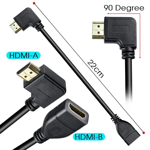 Image of Storite 22cm High Speed Right Angle 90Degree HDMI Male to Female for Laptop /PC, LCD /LED TV