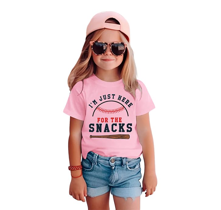 Baseball Shirt for Toddler Boys Girls I'm Just Here for The Snacks Funny Tshirt Kids Short Sleeve Summer Tee Tops