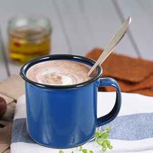 Cabilock 4Pcs Stackable Coffee Mugs Enamel mug enamelware mug enamel tea cup beer cup tin mugs for coffee retro ceramic mug country rustic mug Enamel Drinking Mugs DishwasherMicrowave Safe