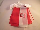 Material : Poliester 100D AZ FLAG Guirnalda 12 Metros 20 Banderas de Polonia con Aguila 45x30cm - Bandera POLACA con Armas 30 x 45 cm - BANDERINES