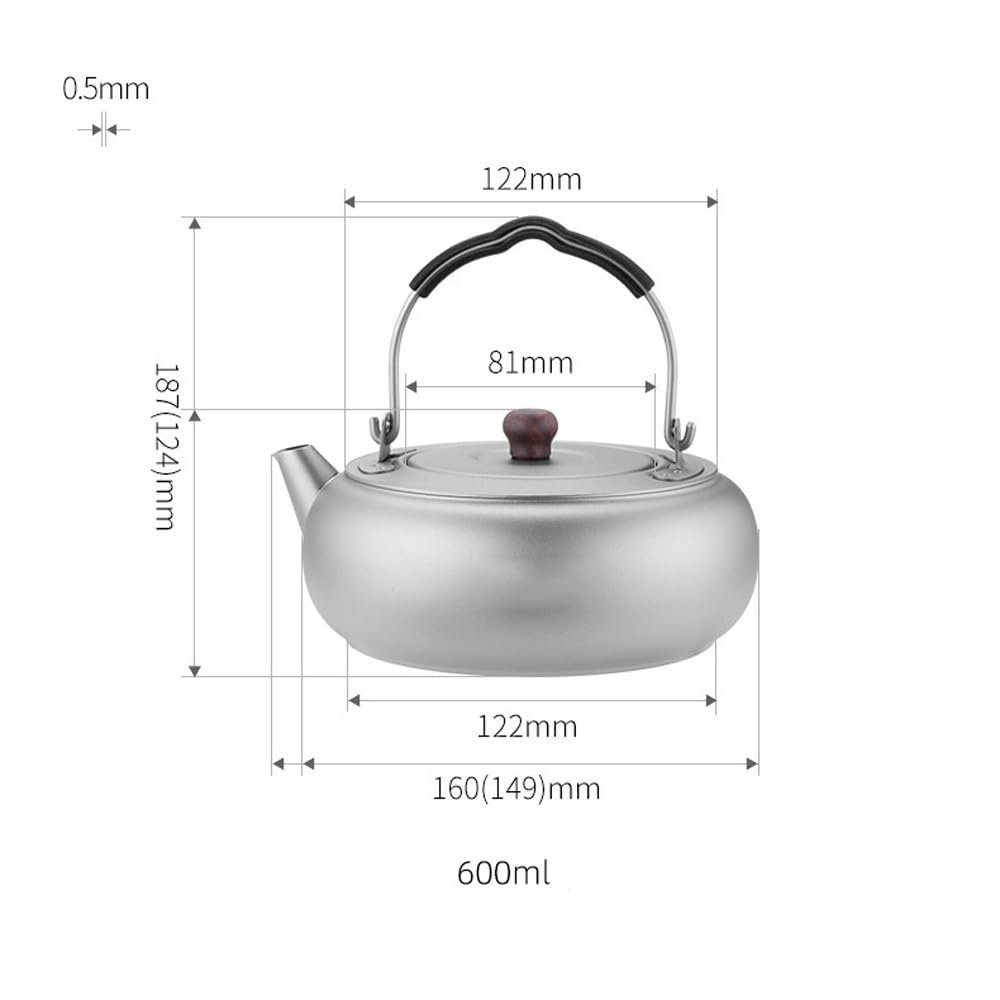 Hervidor de agua ligero de titanio puro for acampar | Tetera de campamento duradera y portátil | Ideal for hervir agua, café, té.