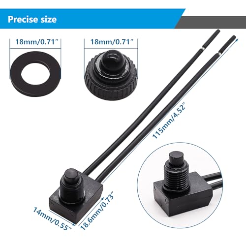 Mxuteuk MXU-FS-107 5Pcs 12V Rv Waterproof Push Button Switch Black On/Off Spst Switch thumb #1