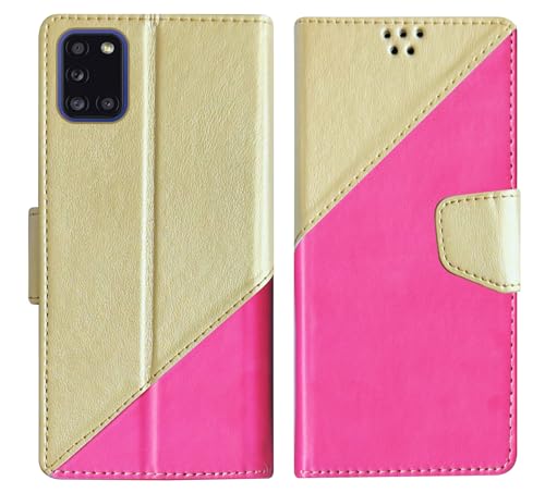 SBMS Flip Cover for Samsung Galaxy A31 Back Cover Case with Magnatic Closure | Inbuilt Stand | Card & Money Pocket (MultiPink)