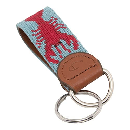 Image of Leather Hand-Stitched Needlepoint Key Fob or Key Chain