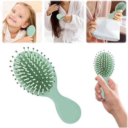 Confezione da 2 mini spazzole districanti per capelli asciutti e bagnati, spazzola districante da viaggio di piccole dimensioni, per ragazze, ragazzi, donne, uomini, per tutti i tipi di capelli (O)