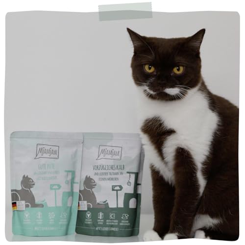 MjAMjAM - Premium Nassfutter für Katzen - Quetschie - vorzügliches Kalb & Truthahn an feinen Möhrchen, 12er Pack (12 x 125 g)… – Ansicht 6