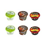 Guacamole tradicional Suave, Guacamole Picante y Salsa mexicana de tomate. PACK MIXTO - 6 (2 tarrinas de cada producto). Salsa de guacamole Estilo Casero. Elaborado con 95% de aguacate fresco